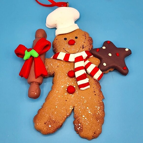 Kurt S. Adler Gingerbread Man Chef Ornament Frosted Faux Cookie Fake Bake v1 - Picture 2 of 9